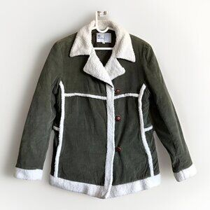 Vintage Rip Curl Jacket Women’s Large Green Corduroy Sherpa Lined Outdoor Y2K